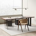 Modern Desk Interior With Hanging Lamp Beige Chair Notebook And Fruits