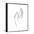 Minimalist Line Art Of Embracing Figures In Black And White Framed Wall Decor