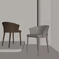 Modern Designer Leisure Chairs In Brown And Cream With Curved Backrest And Slim Legs