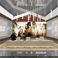 2025 Exhibition Space Featuring Red Heart Photo Walls People Seats And Hanging Lamps