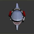 Cartoon Shark with Open Mouth Wearing Red Headphones Fun Aquatic Animal Toy Figure