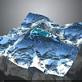 Blue And White Rugged Mountainous Terrain With Snow Covered Peaks And Glacial Features
