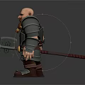 Armored Bearded Dwarf Warrior 3D Fantasy Game Character Holding Axe With Medieval Armor