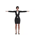 Businesswoman in Black Suit With White Shirt and Black High Heels Arms Outstretched