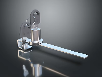 Metal Security Lock Set With Keys And Latch Bar Component Design 3d model