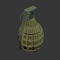 Classic Green Military Hand Grenade With Textured Surface And Metal Pin