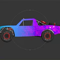 Custom Off Road Truck With Blue Purple Gradient Starry Exterior And Spare Tire
