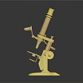 Vintage Golden Microscope With Classic Brass Structure And Laboratory Design