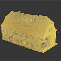 Traditional Residential Building Featuring Red Tiled Roof Multiple Chimneys Beige Walls And Black Wooden Frames