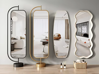 Modern Full Length Mirrors With Unique Designs In Living Room 3d model