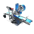 Blue Automatic Labeling Machine With Conveyor Belt And Touchscreen Display For Packaging 3d model