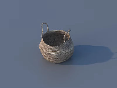 Natural Woven Storage Basket With Two Handles For Home Organization 3d model