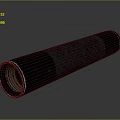 Cylindrical Metal Weapon Barrel With Textured Surface And Reflective Finish