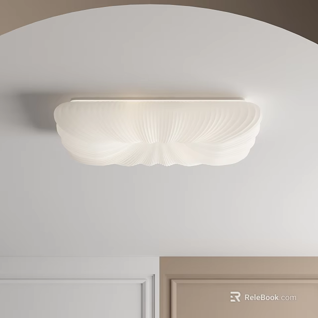 Modern White Flush Mount Ceiling Light With Elegant Scallop Design 3d model 