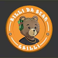Circular Orange Daily Use Product with Bear Figure Green Bow and NINI DA BEAR Design