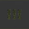 Three Green 3D Rendered Military Missile Launcher Vehicles on Gray Background