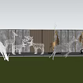 Modern deer sheep hollow sculpture sketch 3d model