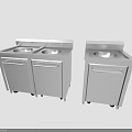 Stainless Steel Kitchen Appliances With Sink Workstation And Mobile Storage Cabinet
