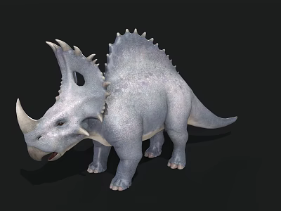 Realistic Triceratops 3D Model With Three Horns Spiked Frill And Gray Skin Texture 3d model