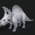 Realistic Triceratops 3D Model With Three Horns Spiked Frill And Gray Skin Texture