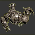 Powerful Mechanical Creature With Metallic Armor Glowing Yellow Core And Complex Design 3d model