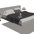 Modern Double Bed With White Headboard Gray Blanket Pillows And Side Tables 3d model