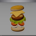 Delicious Hamburger With Fresh Lettuce Tomato And Melted Cheese On Sesame Bun