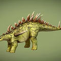 Realistic Stegosaurus Dinosaur Model With Green Striped Body And Back Spikes