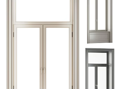 Modern Casement Windows With Aluminum Frame Double Sash And Clear Glass Design 3d model
