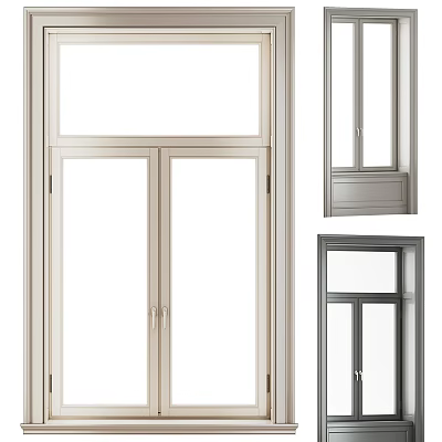 Modern Casement Windows With Aluminum Frame Double Sash And Clear Glass Design 3d model