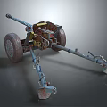 Vintage Artillery Cannon With Rustic Metal Wheels Barrel And Support Structure 3d model