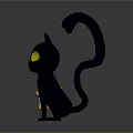 Cute Black Cat With Yellow Eyes And Pink Ears Next To Yellow Chair