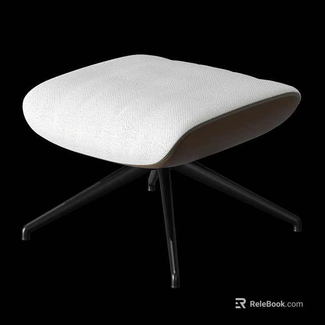 Modern Minimalist Stool With White Textured Seat And Black Metal Cross Legs 3d model 