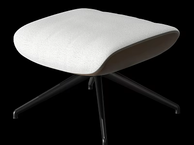 Modern Minimalist Stool With White Textured Seat And Black Metal Cross Legs 3d model