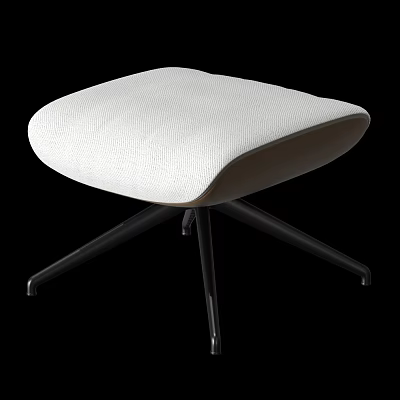 Modern Minimalist Stool With White Textured Seat And Black Metal Cross Legs 3d model