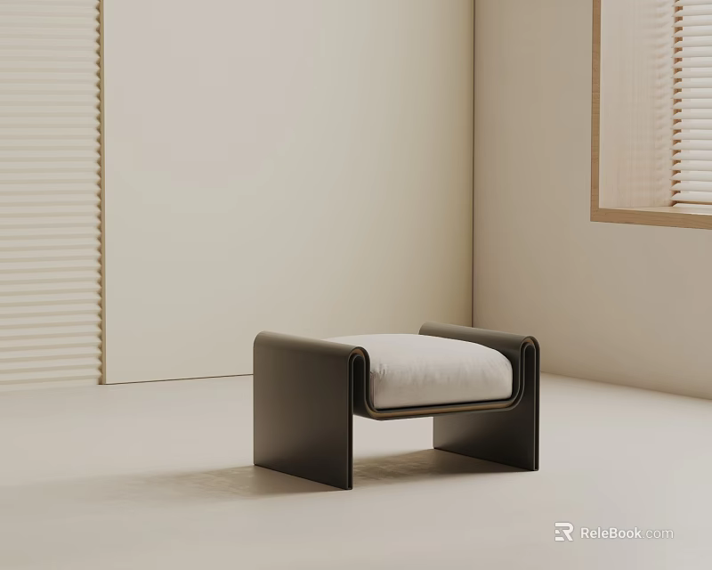 Modern Minimalist Side Table With Black Frame And Light Cushion For Indoor Decor 3d model 