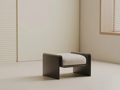 Modern Minimalist Side Table With Black Frame And Light Cushion For Indoor Decor 3d model