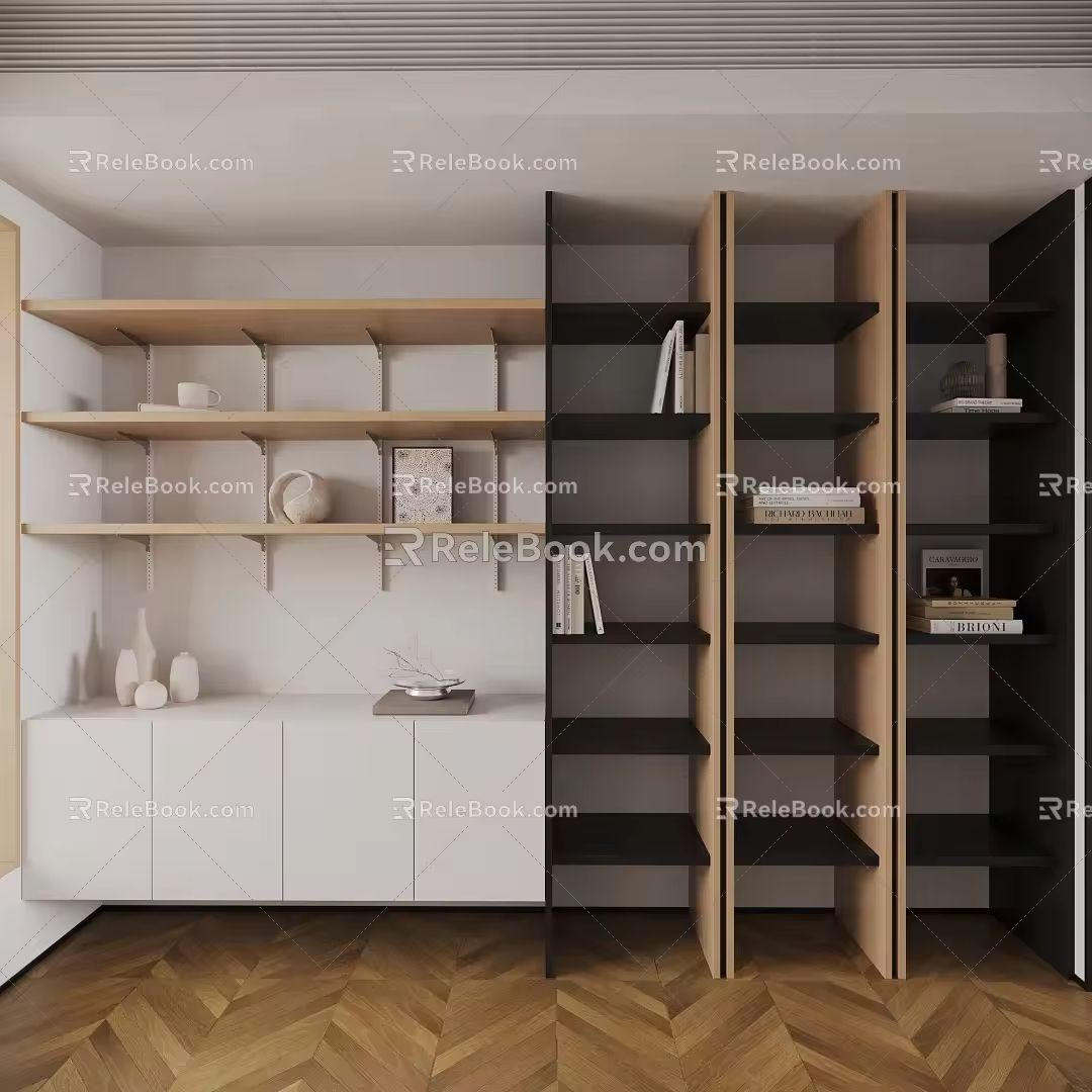 Modern Decorative Cabinet Bookcase Bookshelf Ornaments Layer Rack 3d model