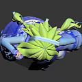 Stylish 3D Anime Character With Green Blue Hair Blue Coat White Dress And Blue Boots