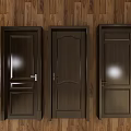 Dark Brown Wooden Double Doors with Smaller Panels Featuring Different Design Elements for Interior Decoration 3d model