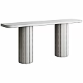 Modern Wooden Console Table Design With Column Legs And Smooth Surface 3d model