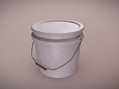 White Plastic Bucket With Lid And Handle For Storage And Organization Use 3d model