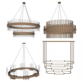 Modern Chandelier Designs With Golden Circular Frames And Layered Linear Structures 3d model