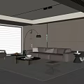 Modern Living Room Interior Design With Brown Sofa Coffee Table And Floor Lamp