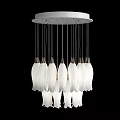 Modern Elegant White Leaf Shaped Chandelier With Decorative Hanging Lighting Design 3d model