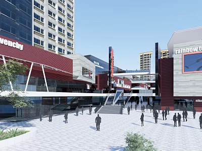 modern commercial street 3d model