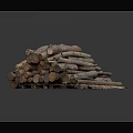 Natural Wooden Logs Pile with Rustic Texture and Smooth Surface Appearance 3d model
