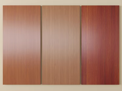 Three Different Colored Wooden Wall Panels With Natural Wood Grain Design 3d model