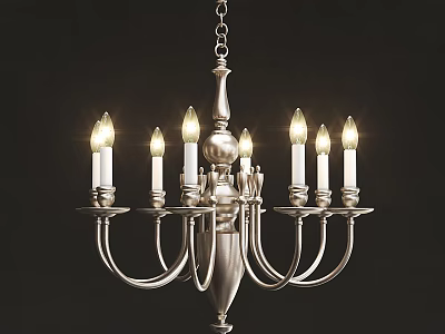 Elegant Classic Metallic Chandelier Featuring Multiple Illuminated Candle Shaped Bulbs 3d model