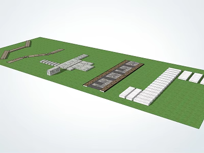 Garden Stepping Stones Design on Green Lawn with Various Arrangements and Materials 3d model